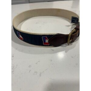 State‎ Traditions Kids Georgia Flag Canvas Ribbon Belt Navy Cream Leather 26/65
